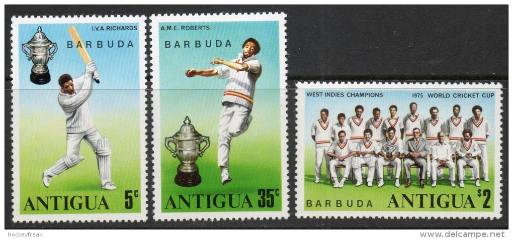 Barbuda 1975 - World Cup Cricket Winners SG246-248 MNH Cat £8.50 SG2015 - Barbuda (...-1981)