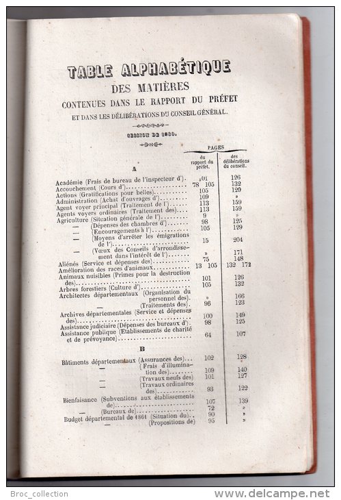 Conseil Général Département De La Corrèze, Session De 1860, Rapport Du Préfet Et Procès-verbal Des Délibérations, Tulle - Limousin