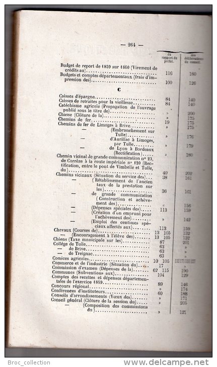 Conseil Général Département De La Corrèze, Session De 1860, Rapport Du Préfet Et Procès-verbal Des Délibérations, Tulle - Limousin