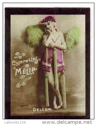 CHROMO EROTIQUE FEMMES ARTISTE PIN UP Cigarettes MELIA : " DELERM " Illustrateur Walery Seins Nus - Melia