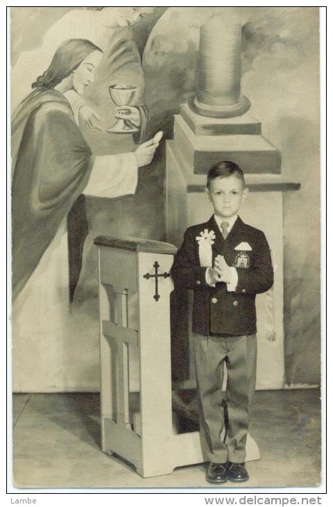 PREMIÈRE COMMUNION - Carte Photo Véritable - Québec - 1940s - Comunioni