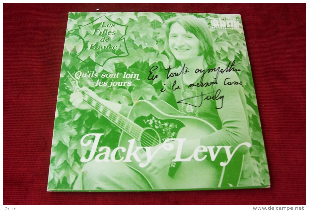 JACKY  LEVY  °  FILLES DE FRANCE   / AUTOGRAPHE SUR VINYLE 45 TOURS - Autographes