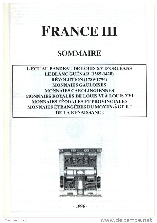 FRANCE III (catalogue De Vente Monnaies - 1996) (N° 381) - Livres & Logiciels