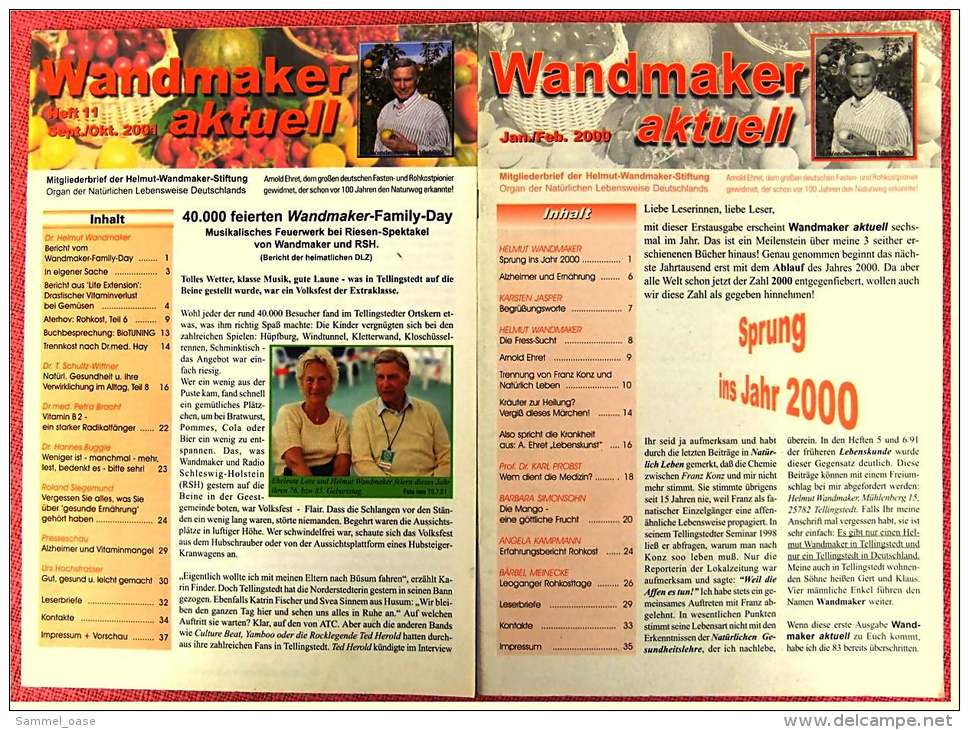 2 Zeitschriften Wandmaker Aktuell - Helmut Wandmaker Stiftung Zur Gesunden Und Natürlichen Lebensweise. - Food & Drinks