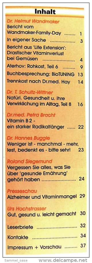 2 Zeitschriften Wandmaker Aktuell - Helmut Wandmaker Stiftung Zur Gesunden Und Natürlichen Lebensweise. - Food & Drinks