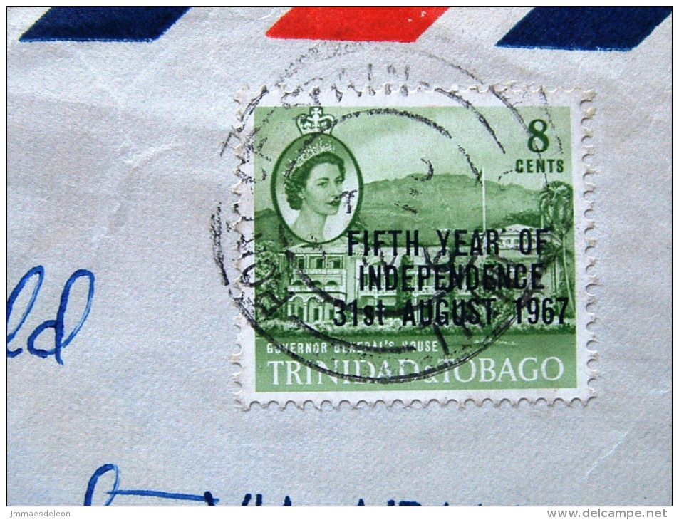 Trinidad & Tobago 1967 Cover To Montserrat - Governor's House - Overprinted Stamp (Scott #123) - Trinidad & Tobago (1962-...)