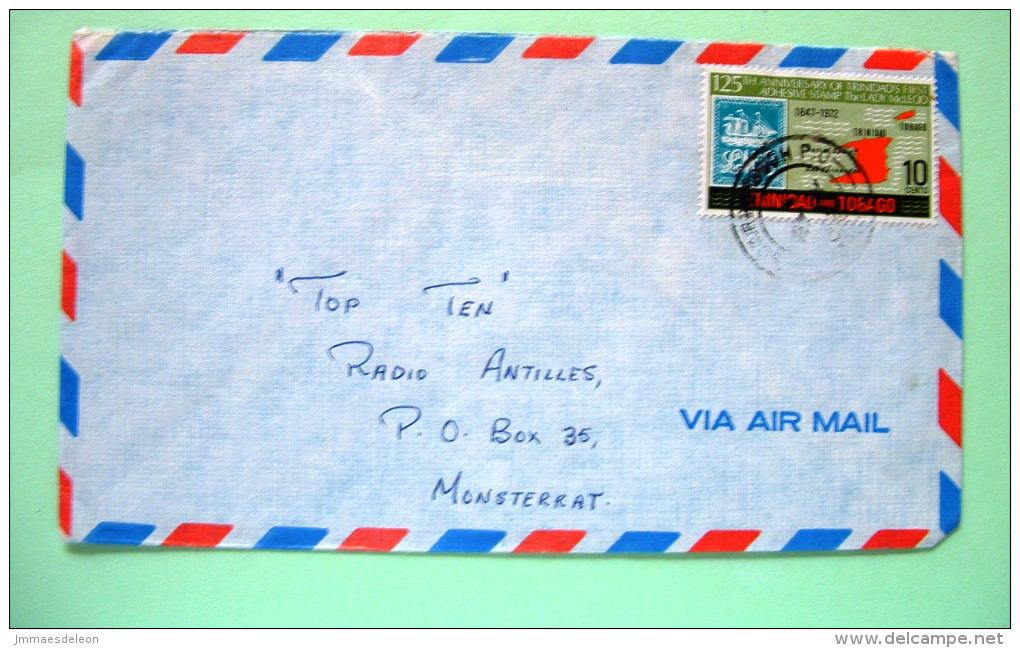 Trinidad & Tobago 1972 Cover To Montserrat - Stamp On Stamp - Ship - Map - Trinidad & Tobago (1962-...)
