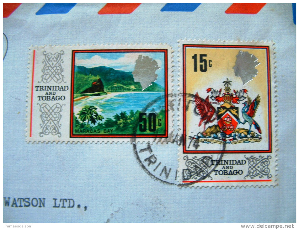 Trinidad & Tobago 1974 Registered Cover To England - Coat Of Arms With Flamingo - Maracas Bay - Trinidad & Tobago (1962-...)