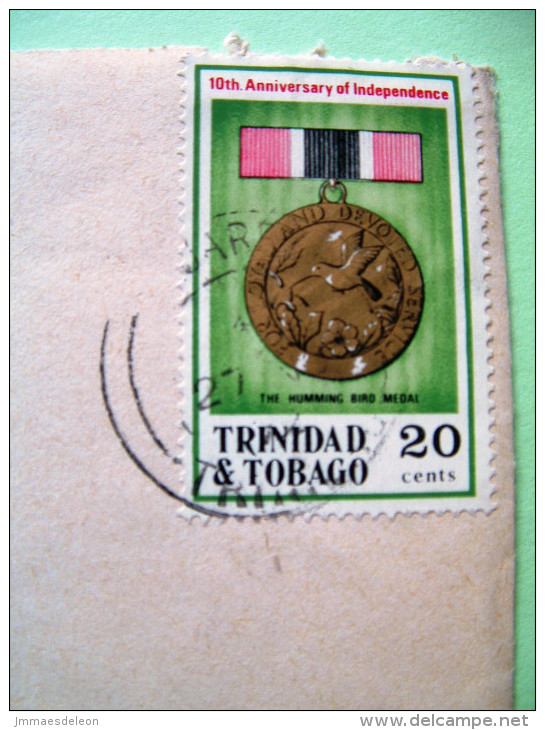 Trinidad & Tobago 1972 Cover To England - Humming Bird Medal - 10th Independence Anniv. - Trindad & Tobago (1962-...)