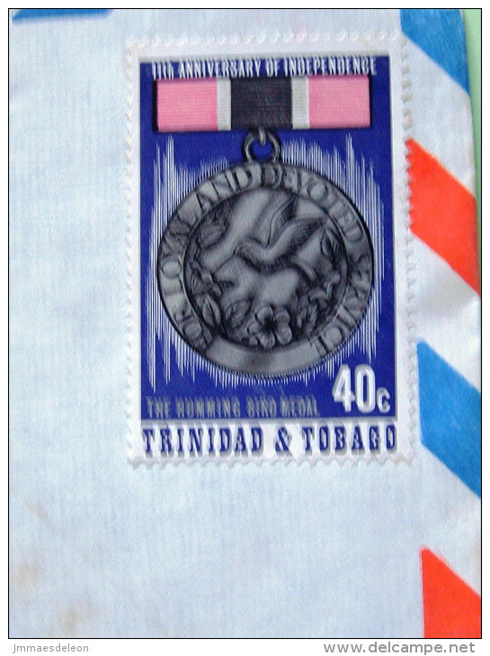 Trinidad & Tobago 1973 Cover To England - Humming Bird Medal - -11th Independence Anniv. - Trindad & Tobago (1962-...)