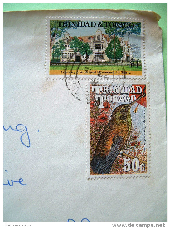 Trinidad & Tobago 1992 Cover To England - Birds Hummingbird - National Museum And Art Gallery Cent. - Trinidad En Tobago (1962-...)