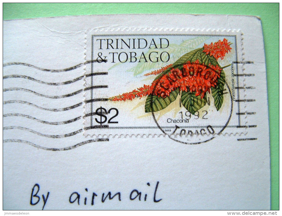 Trinidad & Tobago 1992 Postcard To Germany - Flowers (Scott #404 = 2 US $) - Trinidad & Tobago (1962-...)