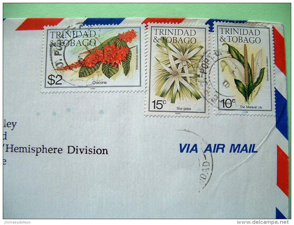 Trinidad & Tobago 1997 Cover To England - Flowers (Scott # 404 = 2 US $) - Trinidad En Tobago (1962-...)