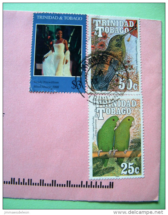 Trinidad & Tobago 2000 Cover To USA - Birds Hummingbirds Parrots - Miss Universe - Trinidad En Tobago (1962-...)