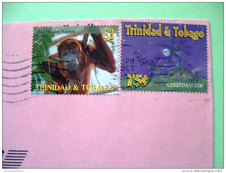 Trinidad & Tobago 2001 Cover To USA - Howler Monkey (Scott 617 = 1.25 $) - Christmas Moon - Trindad & Tobago (1962-...)