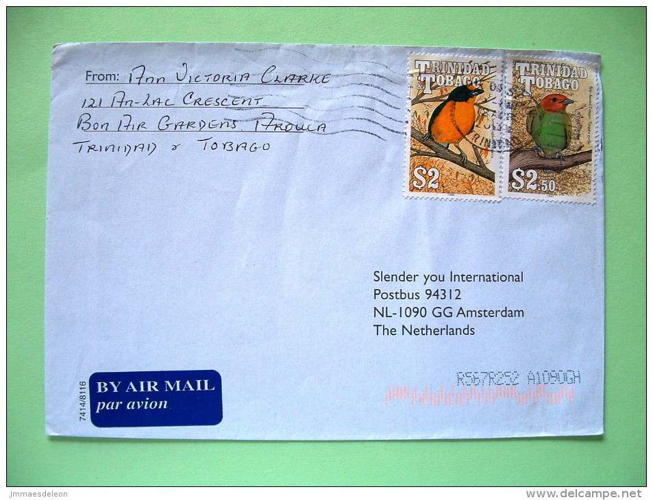 Trinidad & Tobago 2001 Cover To Holland - Birds Semp - Tanager - Trinidad & Tobago (1962-...)