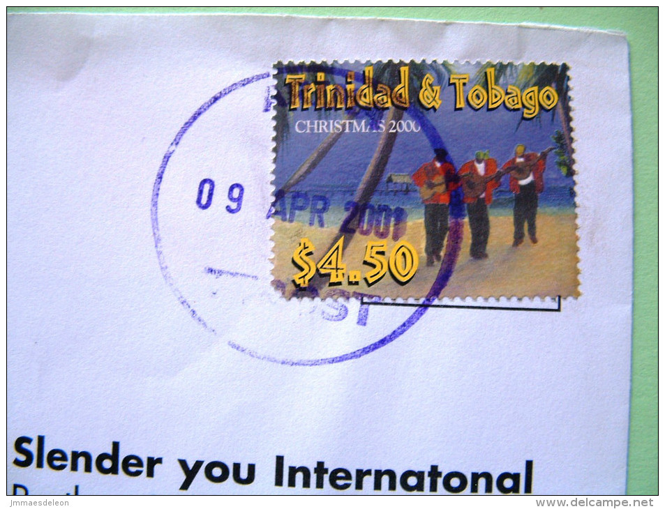 Trinidad & Tobago 2001 Cover To Holland - Christmas Musicians Music Under Palm Tree (Scott 607 = 2 $) - Trinidad & Tobago (1962-...)