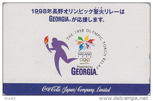 Télécarte Japon / 110-016 - COCA COLA GEORGIA / Jeux Olympiques Nagano Flamme - Olympic Sport COKE Japan Phonecard 1225 - Jeux Olympiques