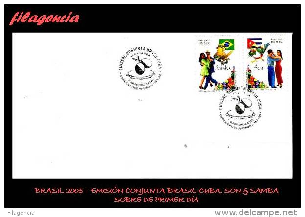 AMERICA. BRASIL SPD-FDC. 2005. EMISIÓN CONJUNTA BRASIL-CUBA. SAMBA & SON - FDC