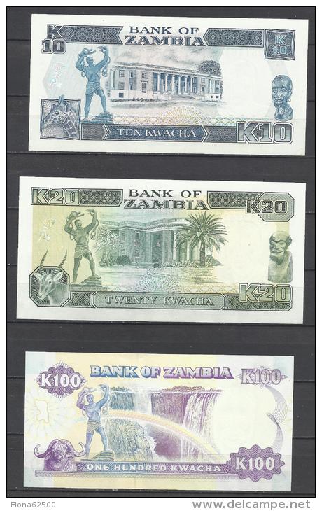 ZAMBIE . LOT DE 3  BILLETS  . - Zambia