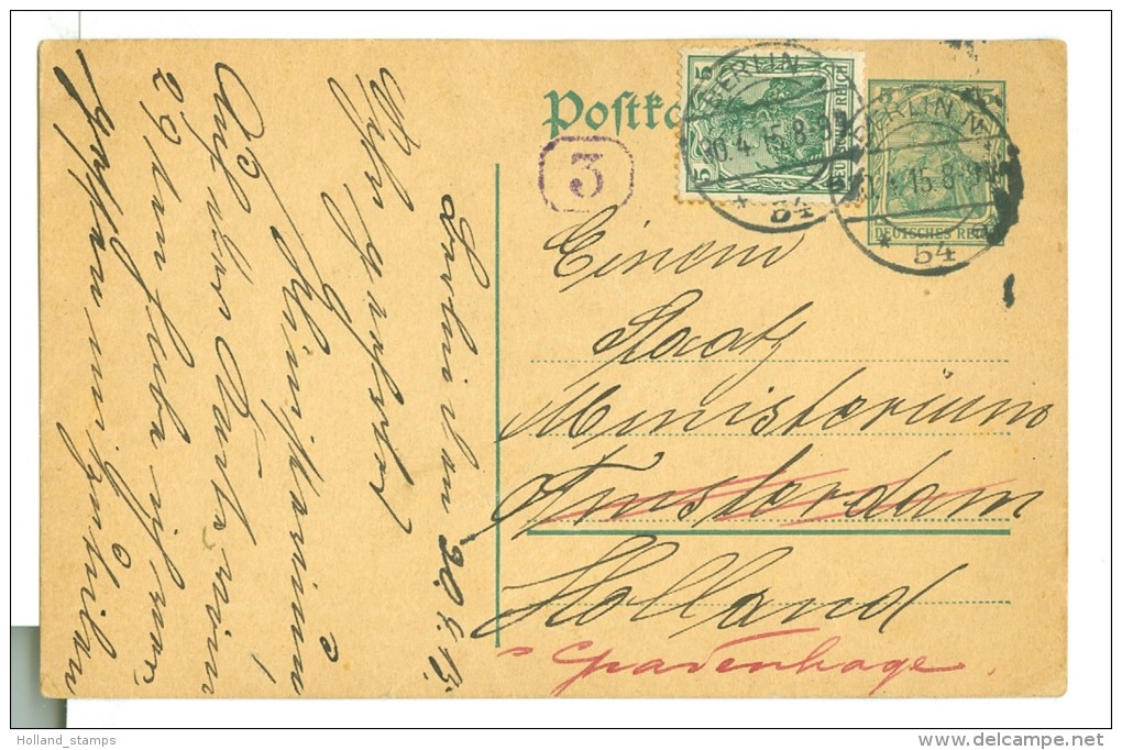 DUITSLAND * HANDGESCHREVEN BRIEFKAART Uit 1915 Van BERLIN Naar AMSTERDAM Daarna Gewijzigd In 's-GRAVENHAGE (7866) - Covers & Documents