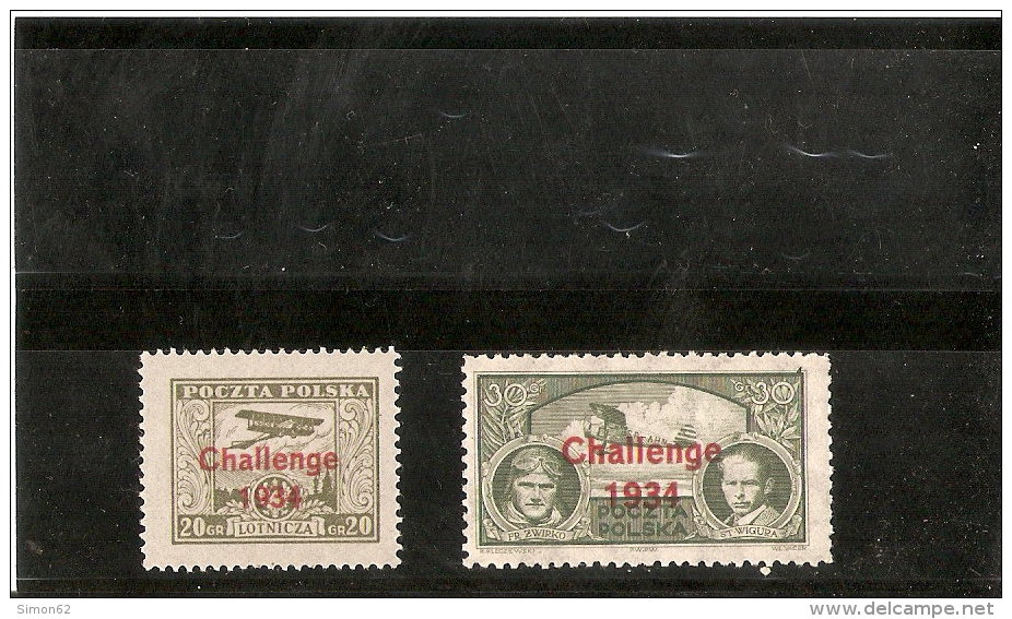 POLOGNE POSTE AERIENNE DE 1934  N° 9A /9B NEUFS ** MNH ( 2 Scans ) Recto Verso - Unused Stamps