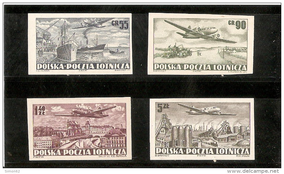 POLOGNE POSTE AERIENNE DE 1952  N° 28/31 NON DENTELE NEUF ** MNH - Nuevos