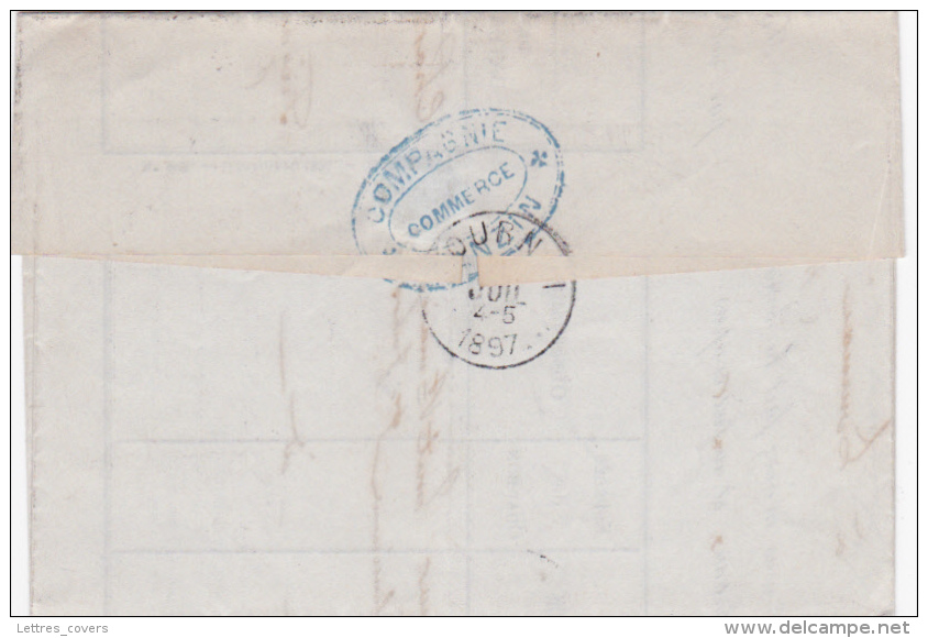 1897 Lettre SAGE N°101 Obl "ANZIN NORD" SEUL  Tarif FRONTALIER Pour TOURNAY Belgique - 1877-1920: Semi Modern Period