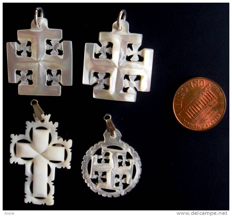 4 Mother Of Pearl Jerusalem Cross Pendant  From Jerusalem - Religion & Esotericism