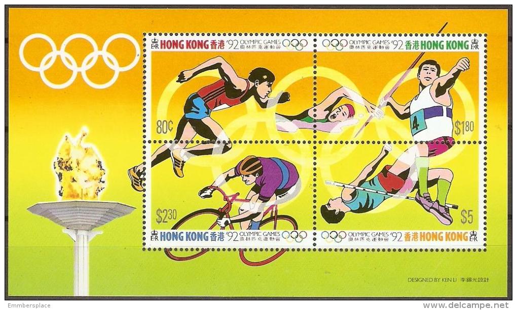 HONG KONG - 1992 BARCELONA OLYMPICS  S/S MNH **  SG MS700  Sc 628 - Blocchi & Foglietti