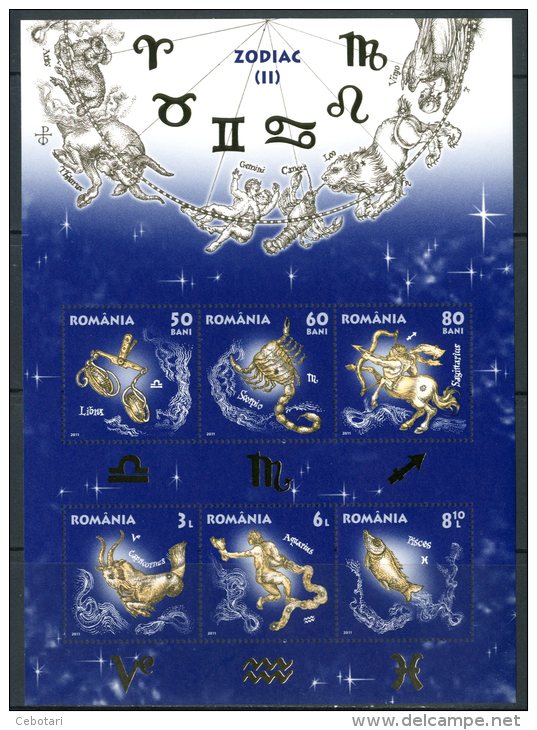 ROMANIA 2011** - Segni Zodiacali - 1 Block  MNH Come Da Scansione - Astrologia