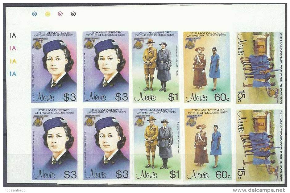 SCOUTS - NEVIS 1985 - Yvert #287/90 (Bloques De 4 Sin Dentar) - MNH ** - Otros & Sin Clasificación