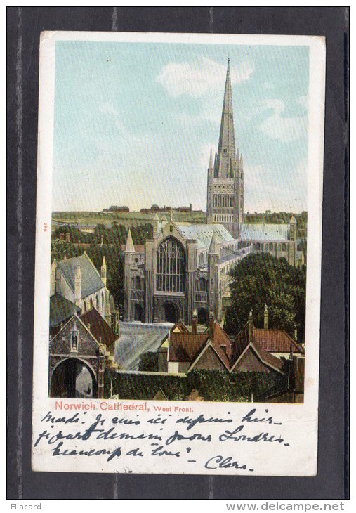 41001   Regno  Unito,  Norwich  Cathedral  -  West  Front,  VG  1903 - Norwich