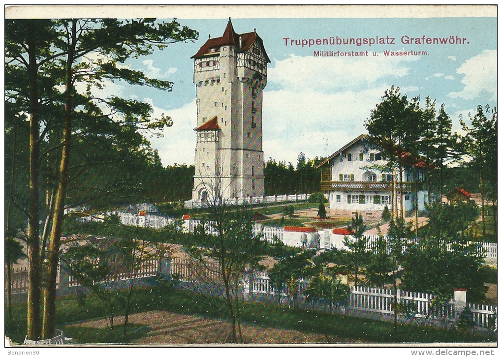 CPA  ALLEMAGNE GRAFENWOHR TRUPPENUBUNGSPLATZ MILITARFORSTAMT U. WASSERTURM - Grafenwoehr