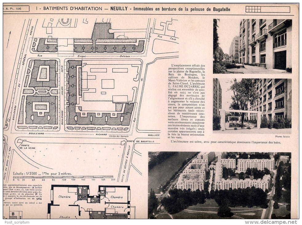 Vieux Papiers - Documents D'urbanisme - Neuilly Immeubles En Bordure De La Pelouse De Bagatelle - Architectuur