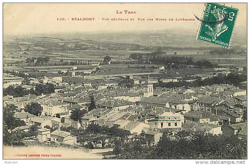 Tarn  - Ref A 113  -réalmont - Vue Générale Et Vue Des Mines De Lafénasse - Thème Mines - Carte Bon état - - Realmont