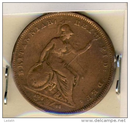 PIECE MONNAIE PENNY GRANDE BRETAGNE #GEORGE IV # 1826 # CUIVRE - D. 1 Penny