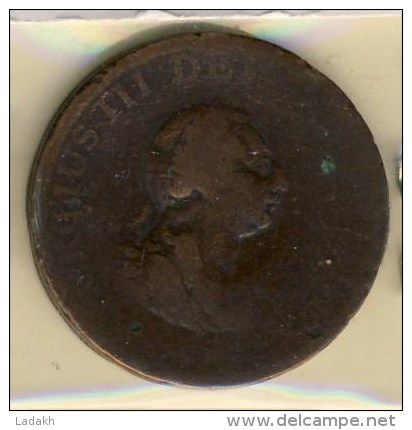 PIECE MONNAIE DEMI PENNY GRANDE BRETAGNE # GEORGE III # 1789 # - B. 1/2 Penny