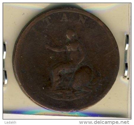 PIECE MONNAIE DEMI PENNY GRANDE BRETAGNE # GEORGE III # 1789 # - B. 1/2 Penny