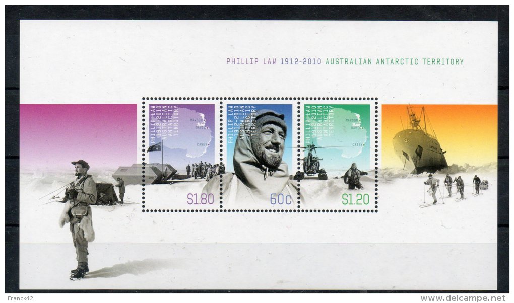 Antarctique Australien. Bloc Feuillet. Centenaire De La Naissance De Philippe Law - Unused Stamps