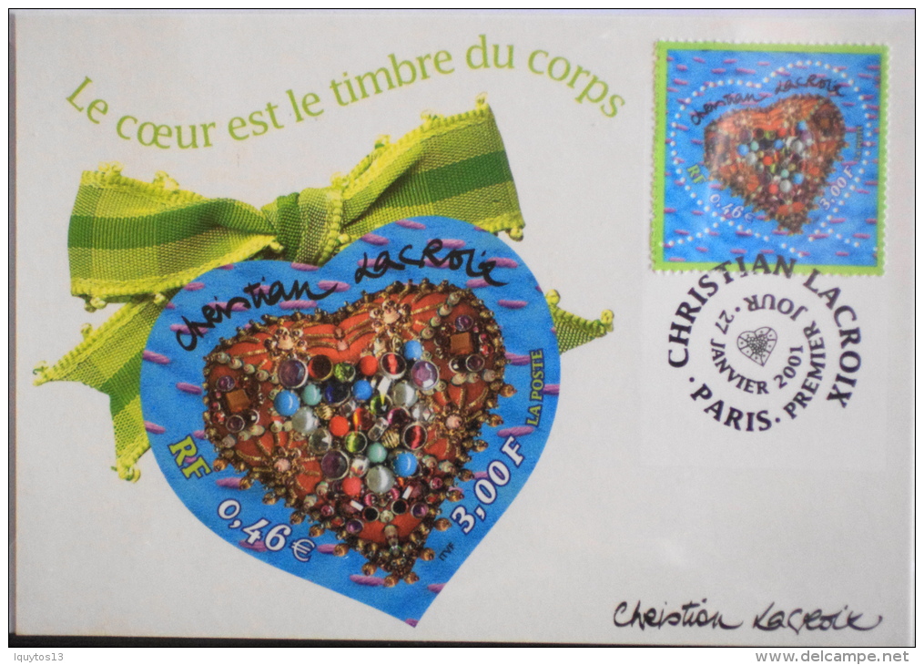 CARTE 1er Jour Le COEUR De Christian LACROIX Paris-Premiére  SOUS BLISTER - 2000-2009