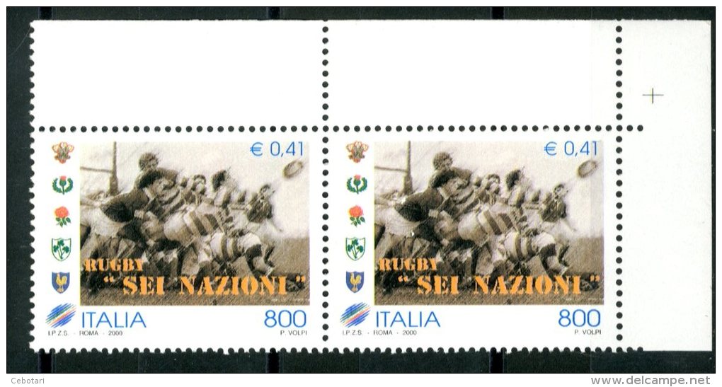 ITALIA / ITALY 2000** - Rugby "Torneo Sei Nazioni" - Coppia MNH Come Da Scansione - Rugby