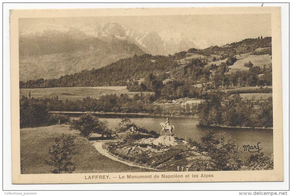 CP, 38, LAFFREY, Le Monument De Napoléon Et Les Alpes, Vierge, Ed : Martinotto Frères - Laffrey