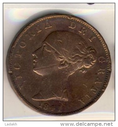 PIECE MONNAIE 1/2  PENNY 1841 # GRANDE BRETAGNE # VICTORIA # TETE JEUNE # - C. 1/2 Penny