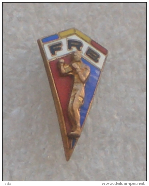 ROMANIE BOXE FEDERATION - Very Old Enamel Pin * Badge Boxing Boxe Boxeo Boxen Pugilato Boksen Distintivo Anstecknadel - Boxe