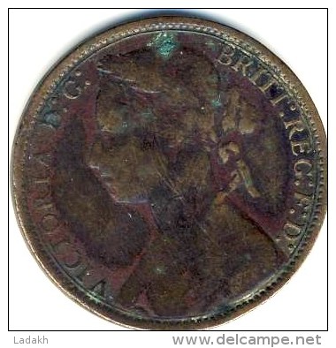 PIECE MONNAIE   PENNY 1876 #GRANDE BRETAGNE # VICTORIA  JEUNE # - D. 1 Penny