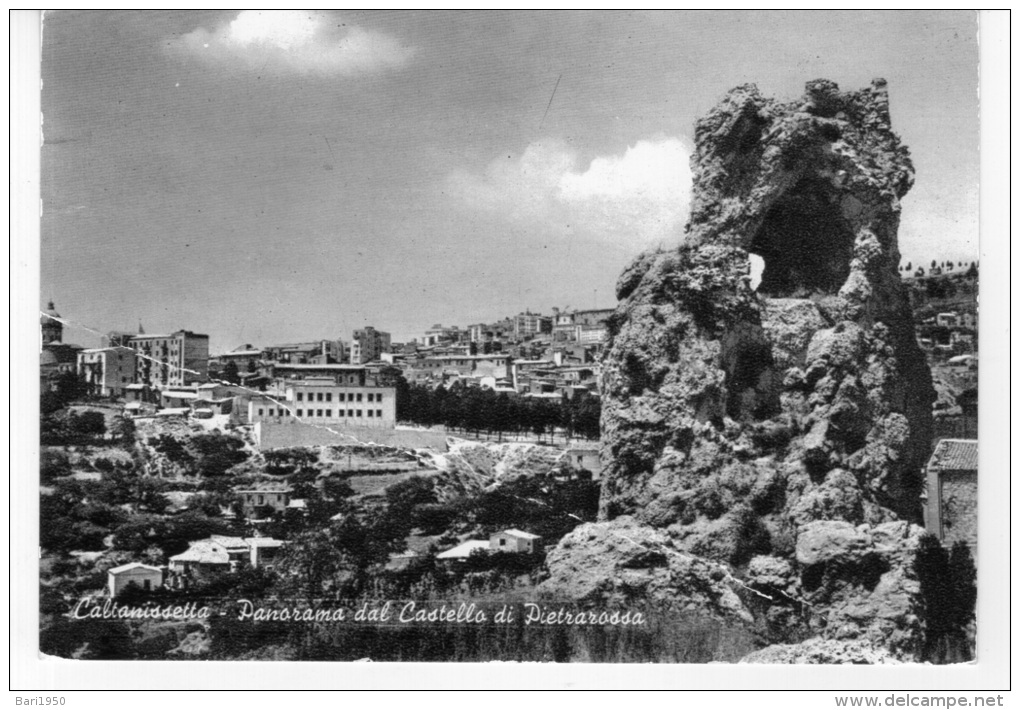 Bellissima Cartolina  Anni 60  (formato Grande)   "Caltanissetta -  Panorama Dal Castello Di Pietrasrossa  " - Caltanissetta