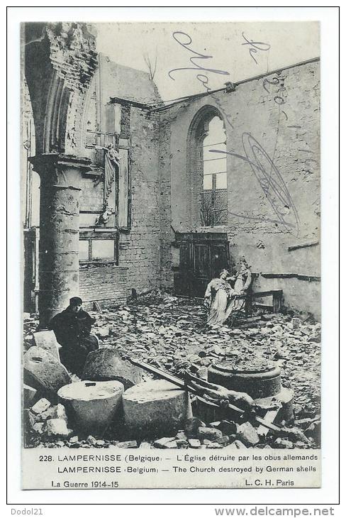 Lampernisse - Guerre 1914-15 - L´Eglise Détruite Par Les Obus Allemands - Autres & Non Classés