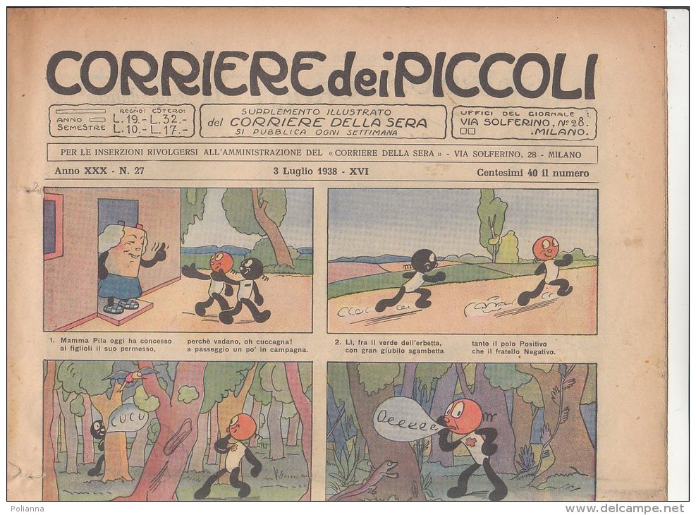 RA#32#03 CORRIERE DEI PICCOLI 3 Luglio 1938/Illustraz.NEGRIN/MUS SINO/BISI/DIRKS/PROPAGAND A ARRIGONI/DOTT.MALEFICUS - Corriere Dei Piccoli