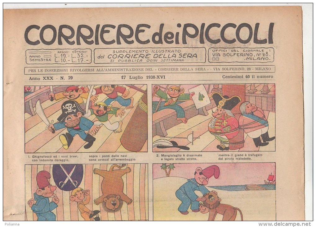 RA#32#04 CORRIERE DEI PICCOLI 17 Luglio 1938/Illustr.DE VARGAS/MUSSINO/BISI/SULLI VAN/PROPAGANDA ARRIGONI/DOTT.MALEFICUS - Corriere Dei Piccoli